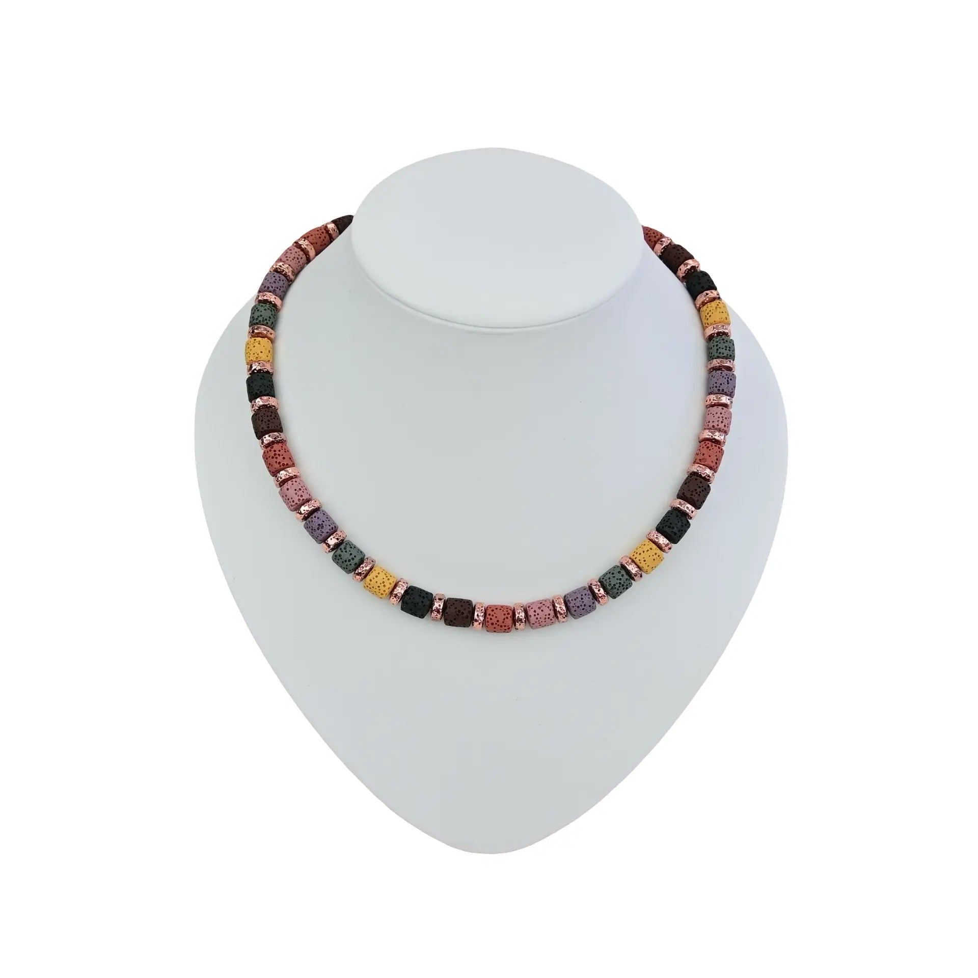 Kette aus Lavastein bunt - Perlenmieze
