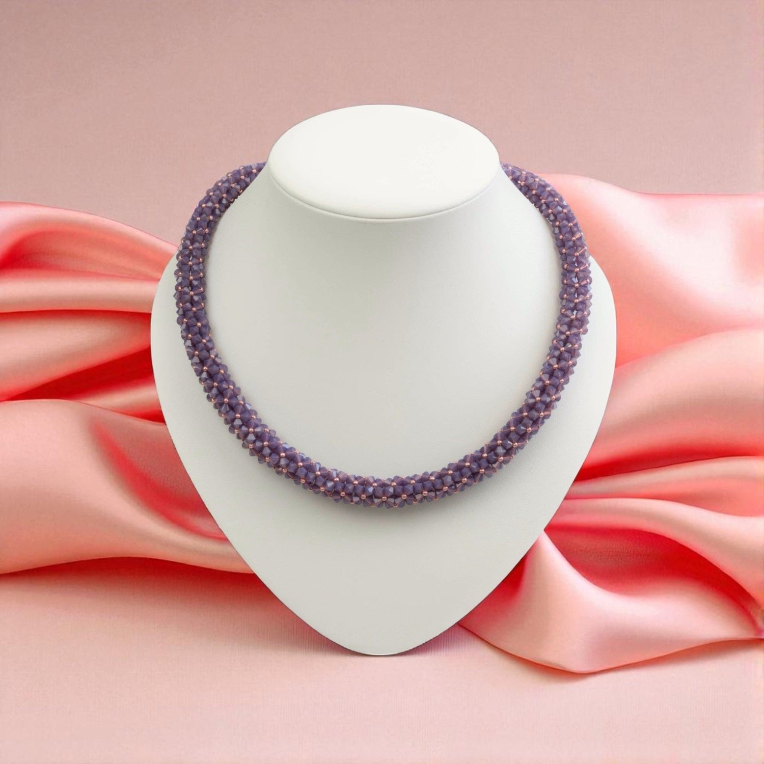 Kette mit Kristallen Opal Amethyst Halskette Perlenmieze 