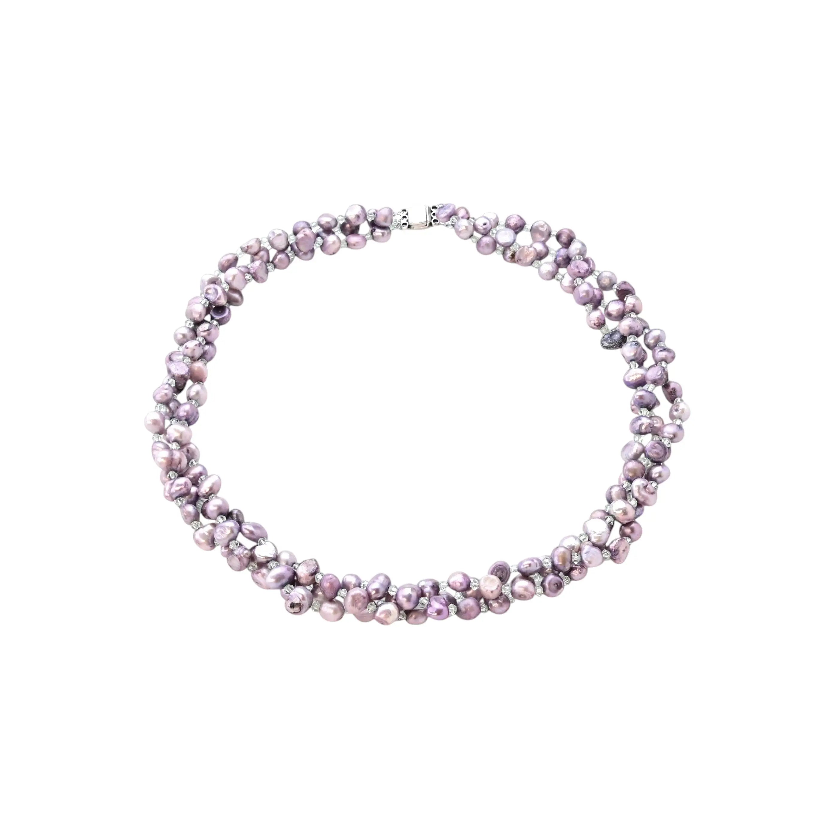 Kette mit süßwasserperlen lavendel - perlenmieze