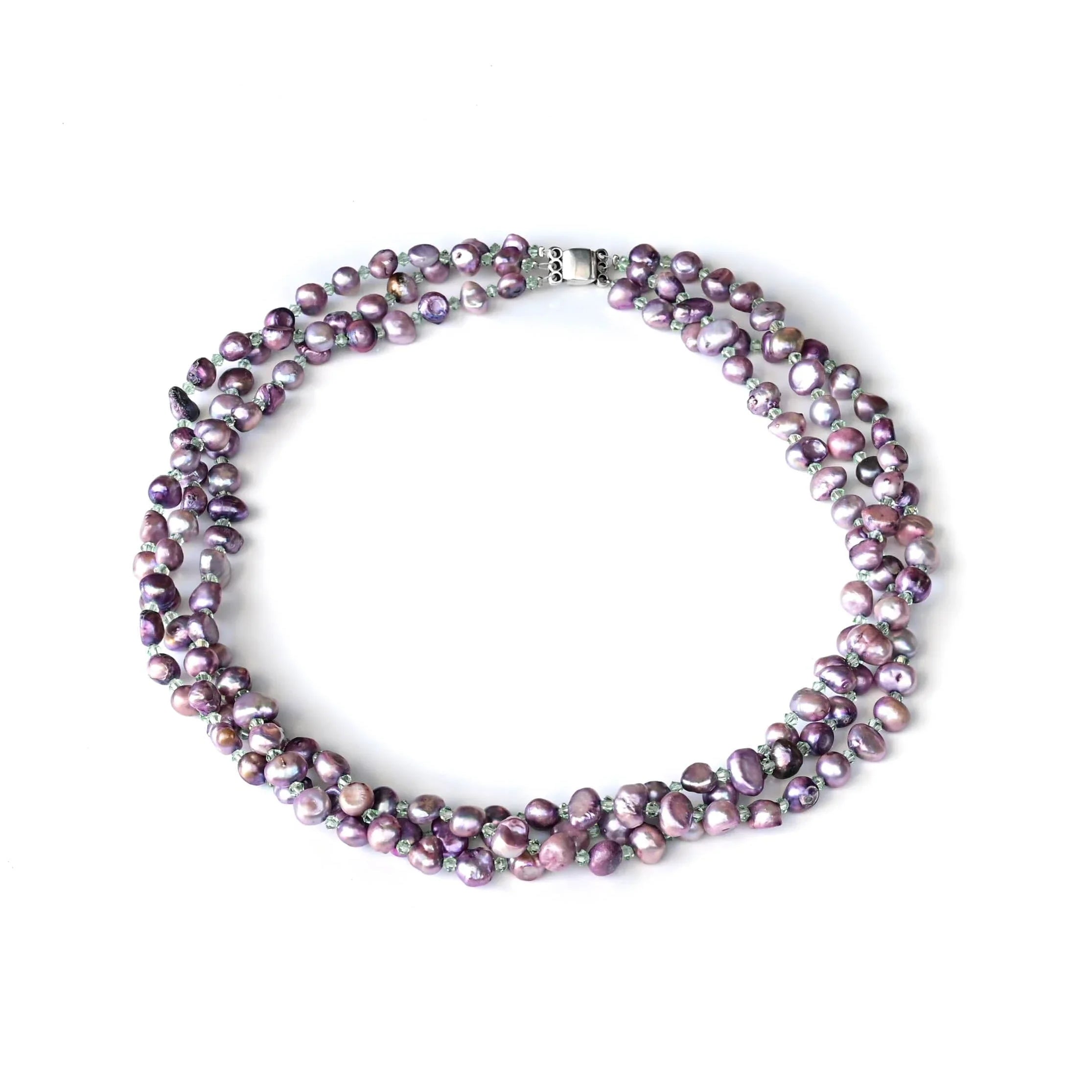 Kette mit Süßwasserperlen, lavendel Halskette Perlenmieze