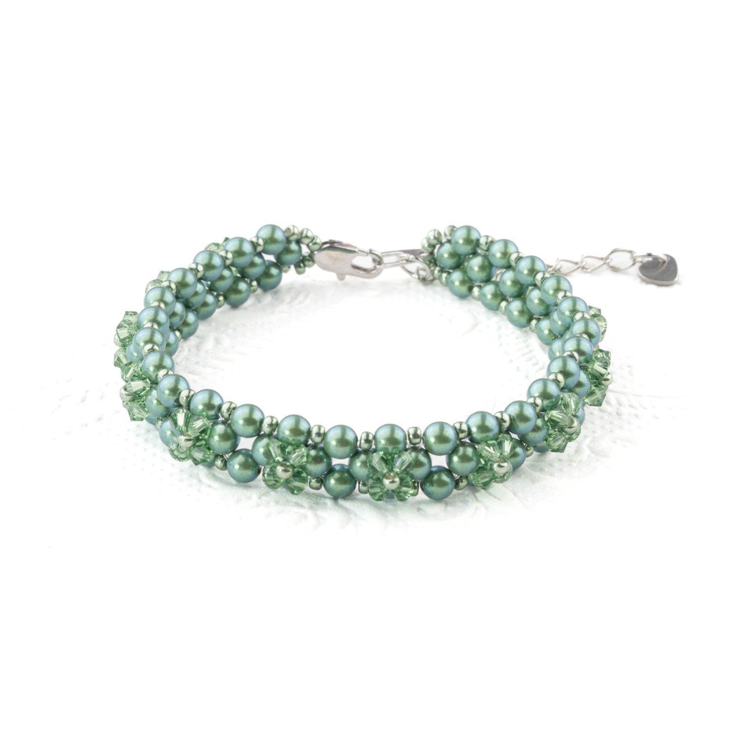 Kristall Perlen Armband, grün Armband Perlenmieze 