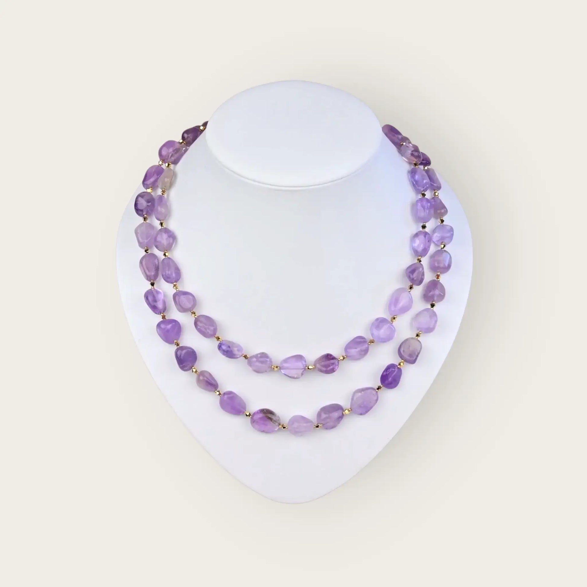 Lange amethyst nuggets kette - perlenmieze