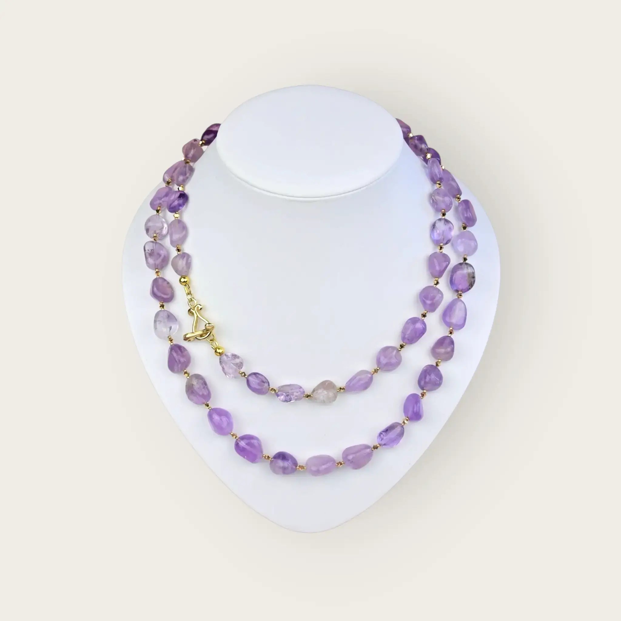 Lange amethyst nuggets kette - perlenmieze
