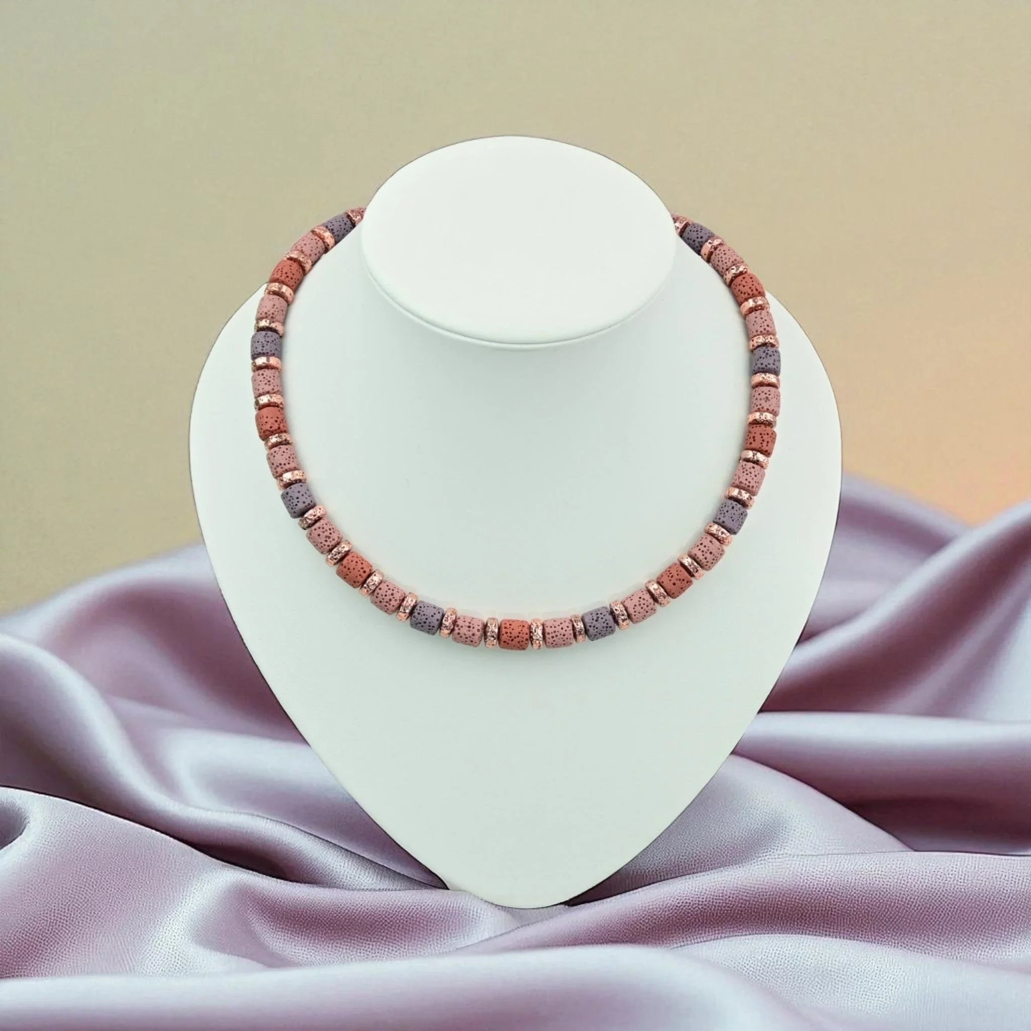 Lava Kette in Rosé & Violett Perlenmieze