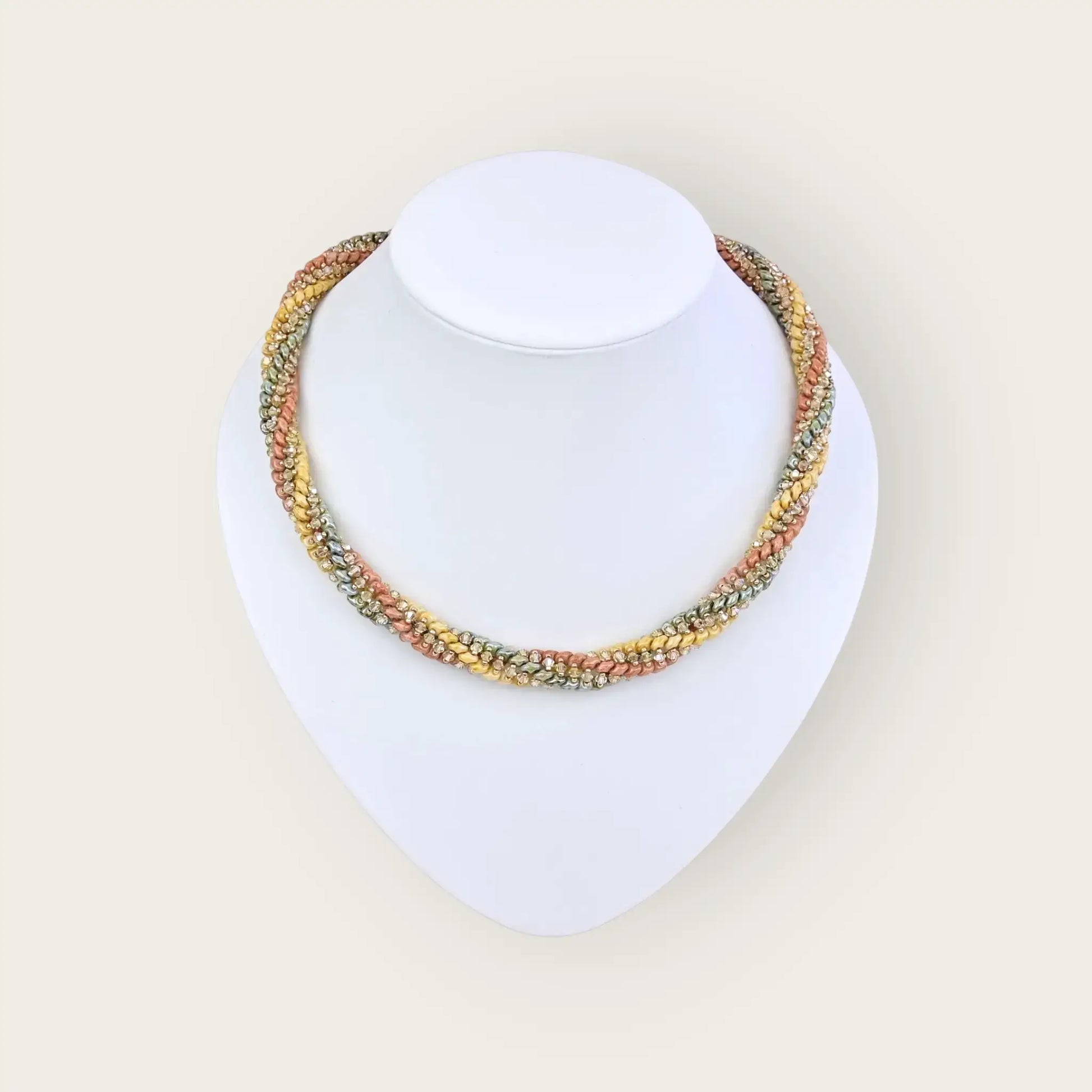 Schöne spiral kette mit picasso twin beads - perlenmieze