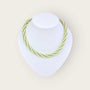 Delicate spiral kette necklace with double-strand beads in mint green and subtle gold accents