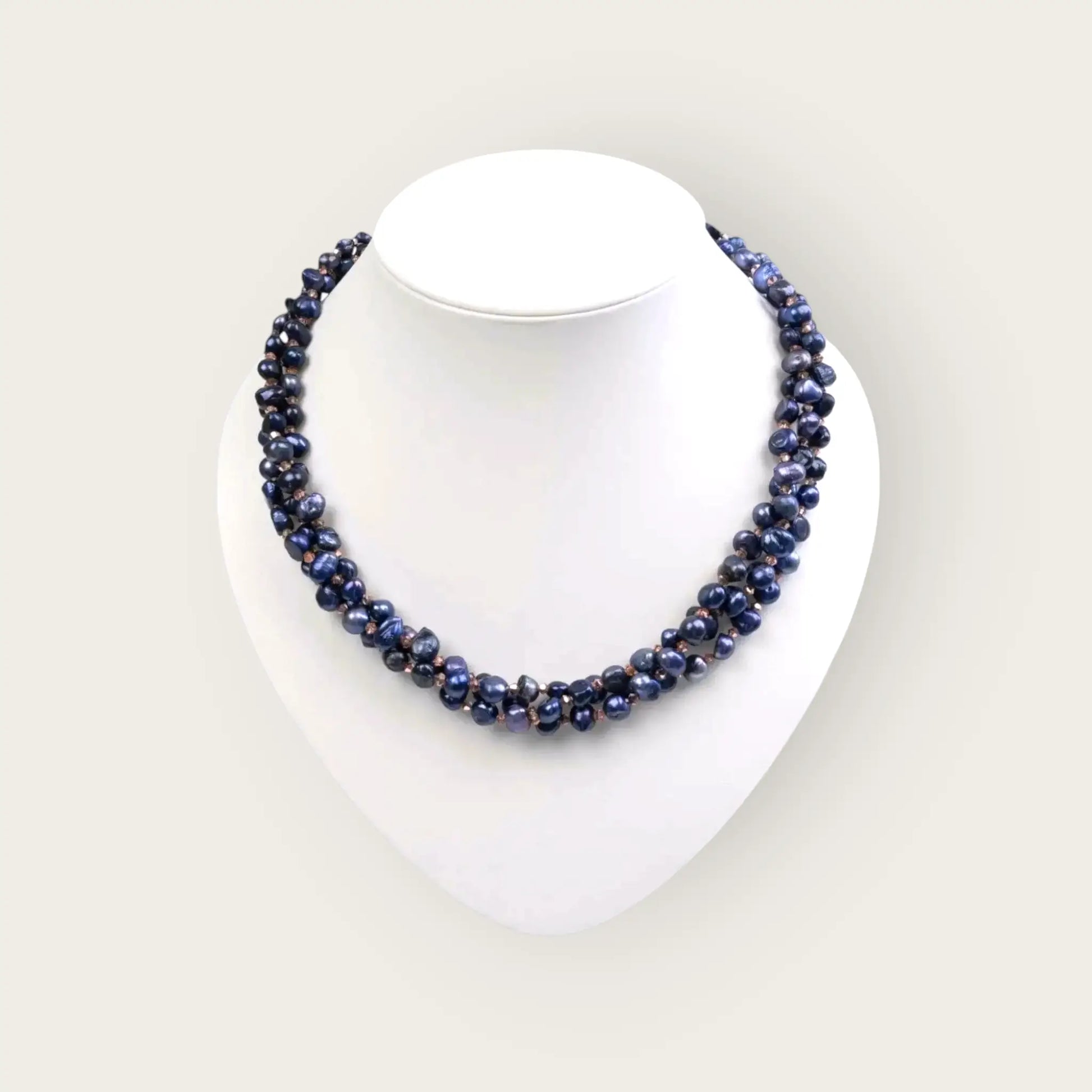 Süßwasserperlen kette blau mehrreihig 50 cm - perlenmieze