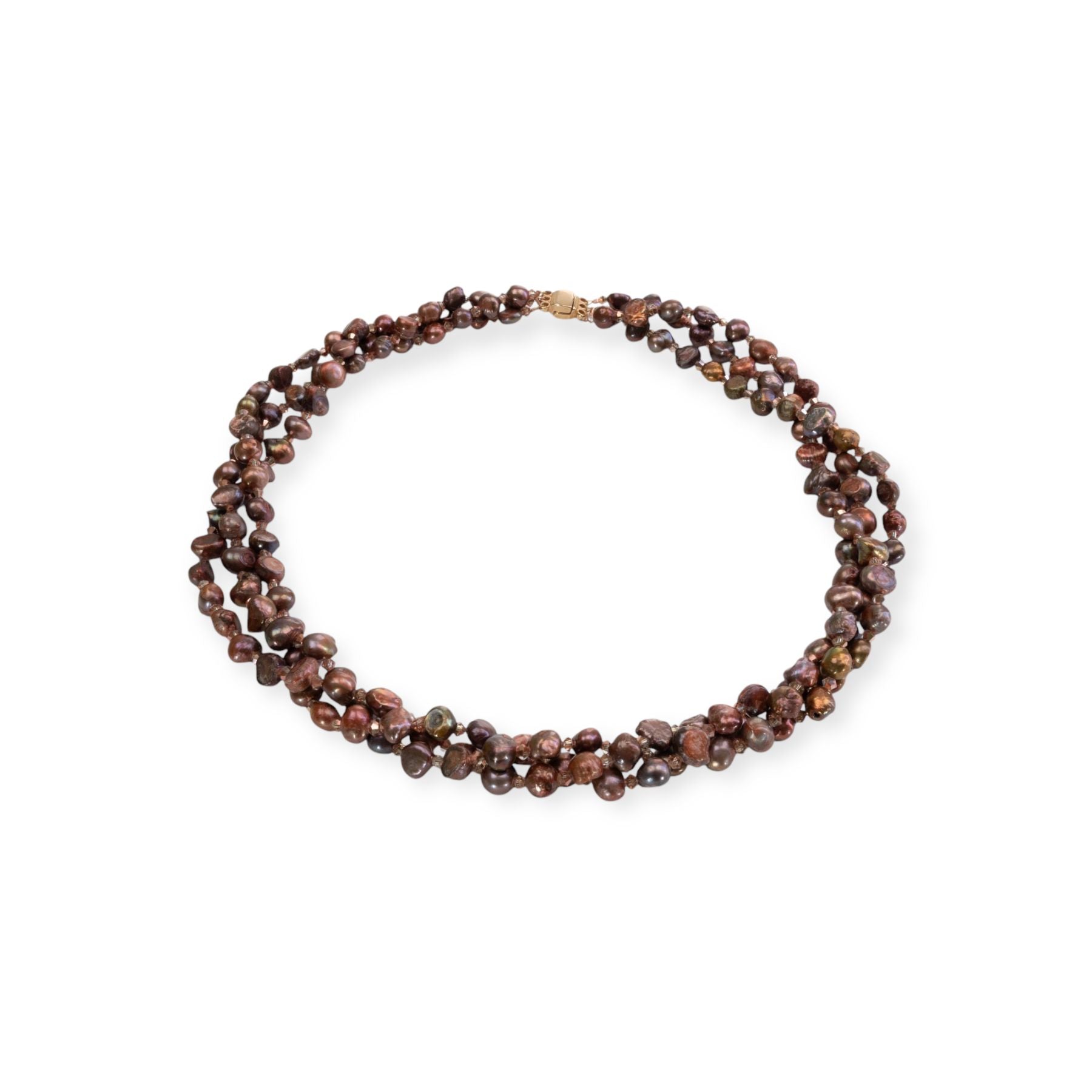 Süßwasser Perlenkette, braun Halskette Perlenmieze