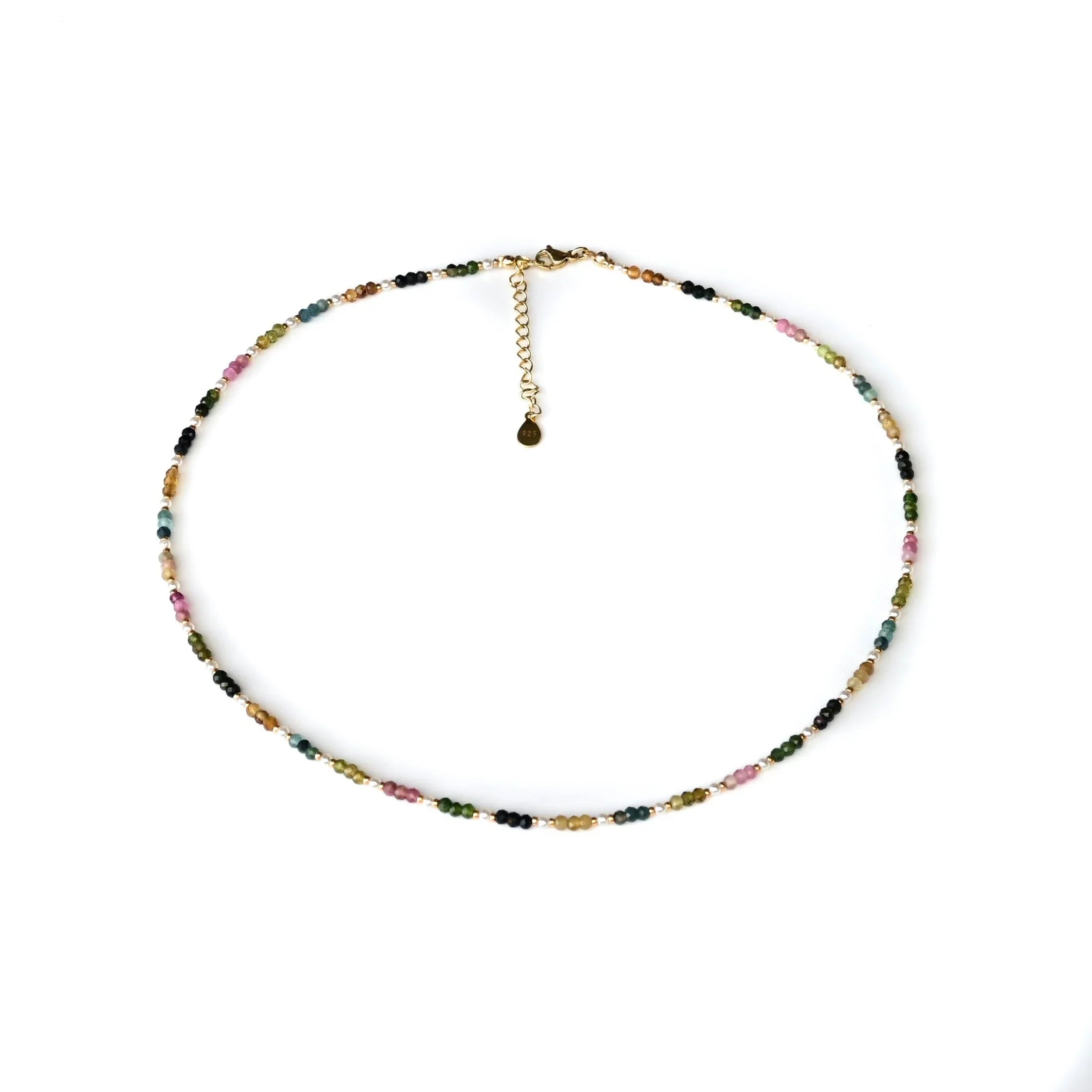 Turmalin Kette mit Crystal Perlen Halskette Perlenmieze