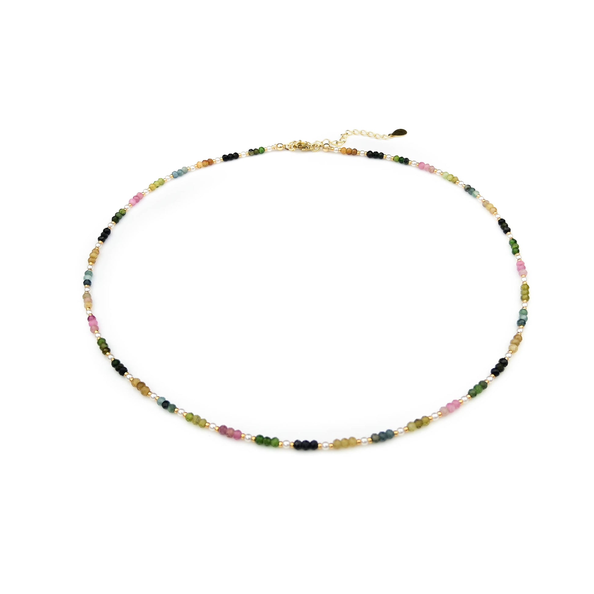 Turmalin Kette mit Crystal Perlen Halskette Perlenmieze